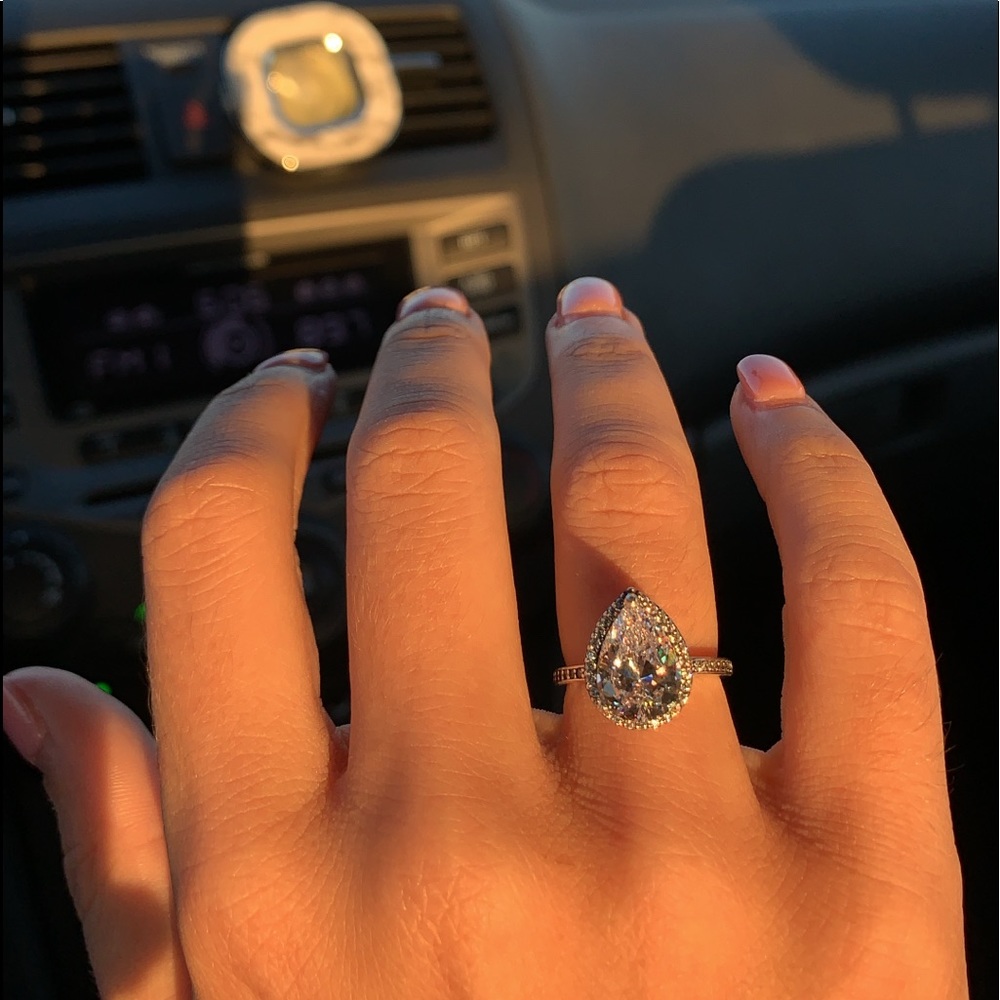 Pandora Sparkling Teardrop Halo Ring